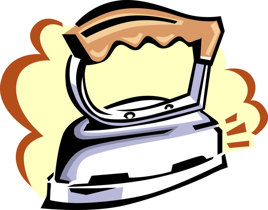 Vector Illustration of Small Appliance Electric Clothes Iron Flatiron
