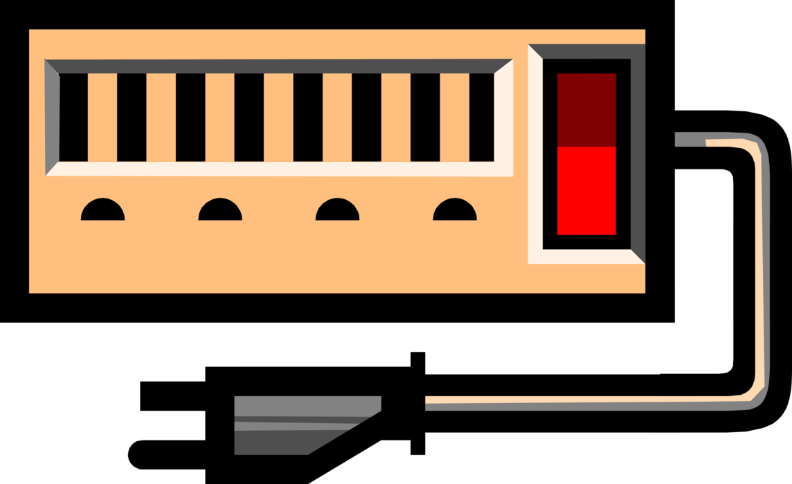 Vector Illustration of Power Strip or Power Bar Block of Electrical Sockets