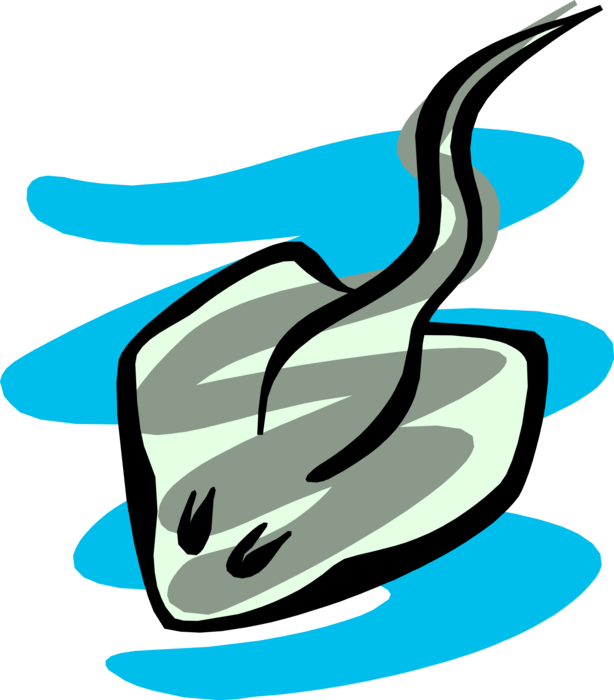 Vector Illustration of Stingray or Manta Ray in Marine Pelagic Environment