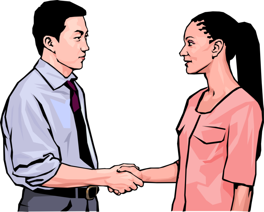 Vector Illustration of Business Associates Shake Hands in Introduction Greeting or Agreement Handshake