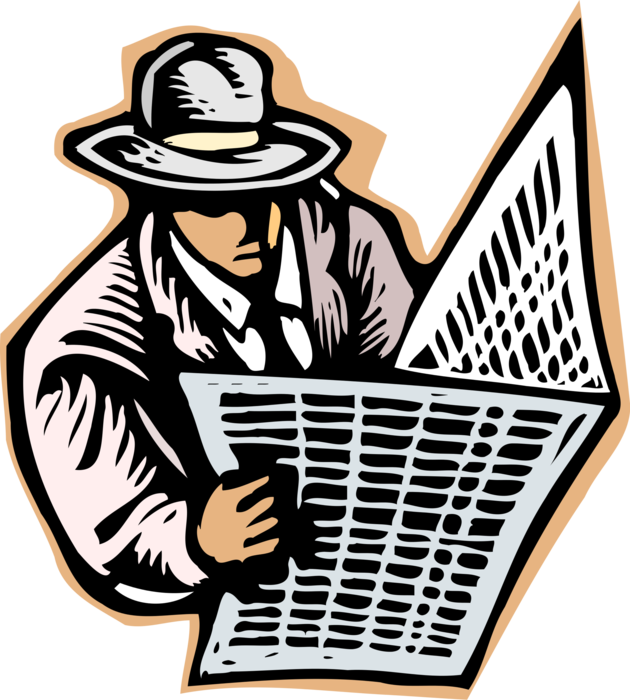 Vector Illustration of Businessman Checking Newspaper
