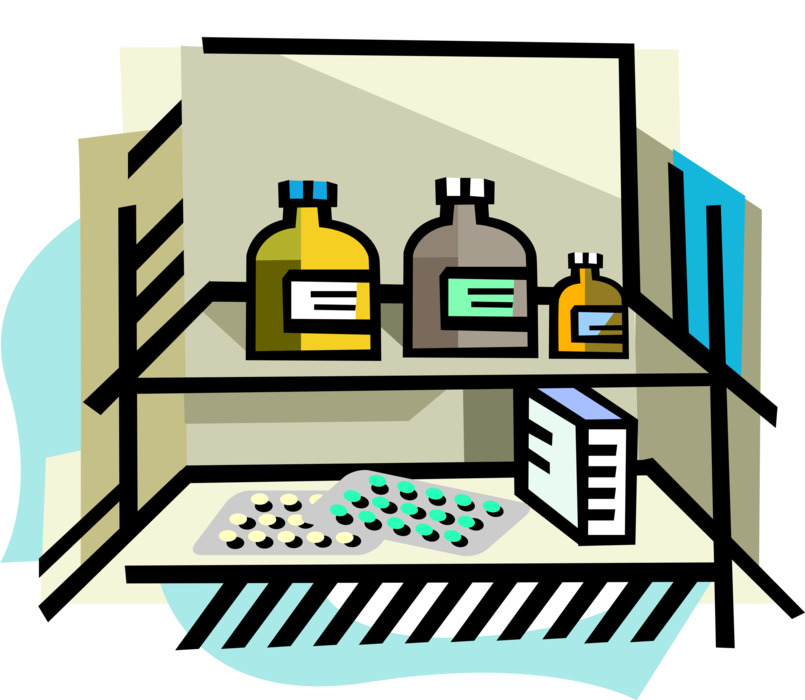 Vector Illustration of Pharmaceutical Drugs Dispensed by Medical Prescription