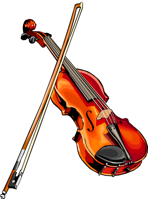 Vector Illustration of Fiddle Violin Stringed Musical Instrument