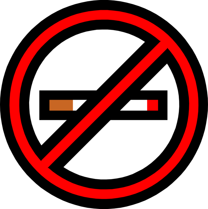 Vector Illustration of No Smoking or Tobacco Cigarette Smoking Cessation Sign