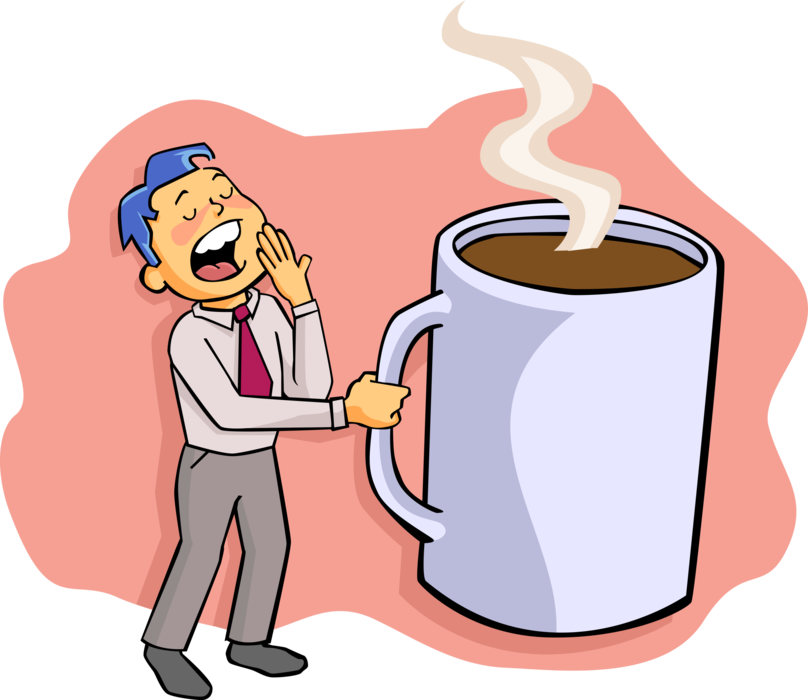 Vector Illustration of Before Morning Coffee Businessman Needs Caffeine Jolt
