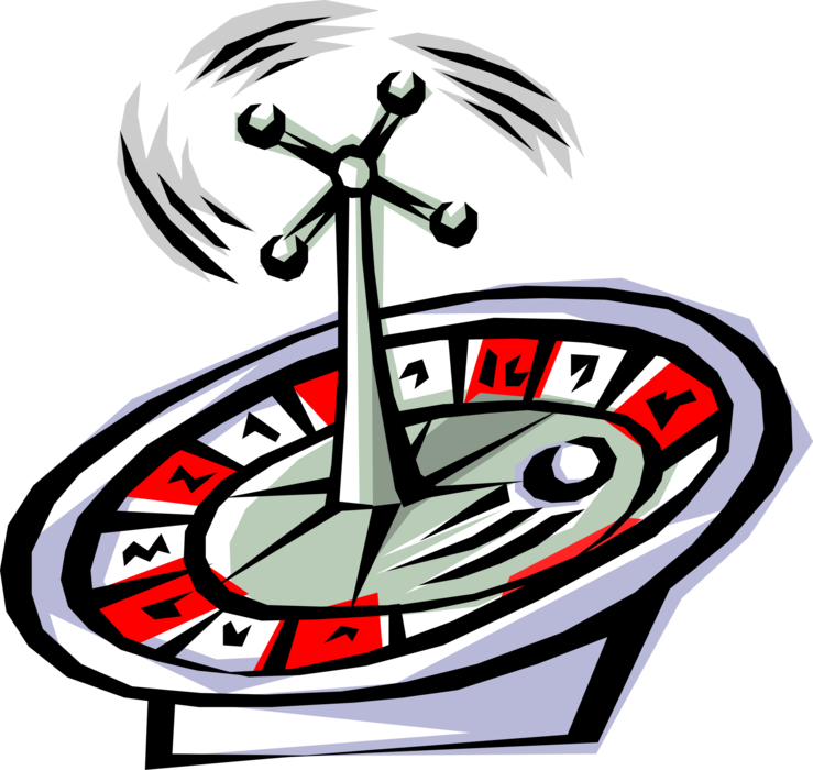 Vector Illustration of Casino Games of Chance Roulette Wheel Spins