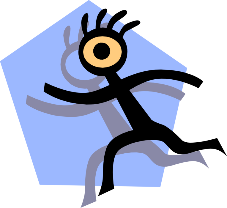 Vector Illustration of Stickman on Blue Looking for Answers