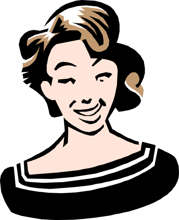Vector Illustration of 1950's Vintage Style Smiling Woman Content with Life and the World