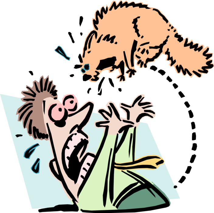 Vector Illustration of Terrified Businessman Reacts to Deadly Killer Beaver
