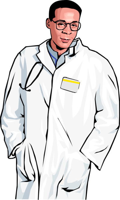 Vector Illustration of Health Care Professional Doctor Physician with Stethoscope Acoustic Medical Device for Auscultation