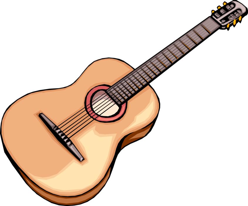 Vector Illustration of Classical or Flamenco Style Acoustic Guitar