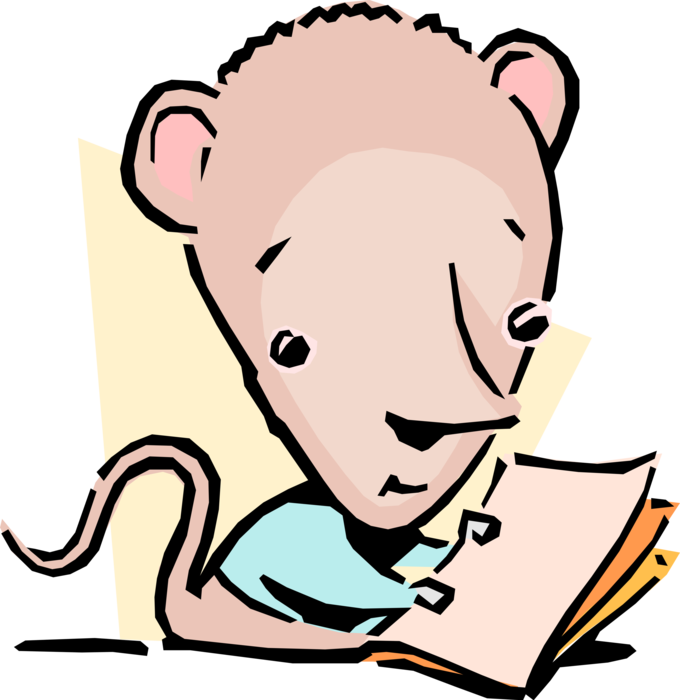 Vector Illustration of Business Rodent Mouse with Printed Reports