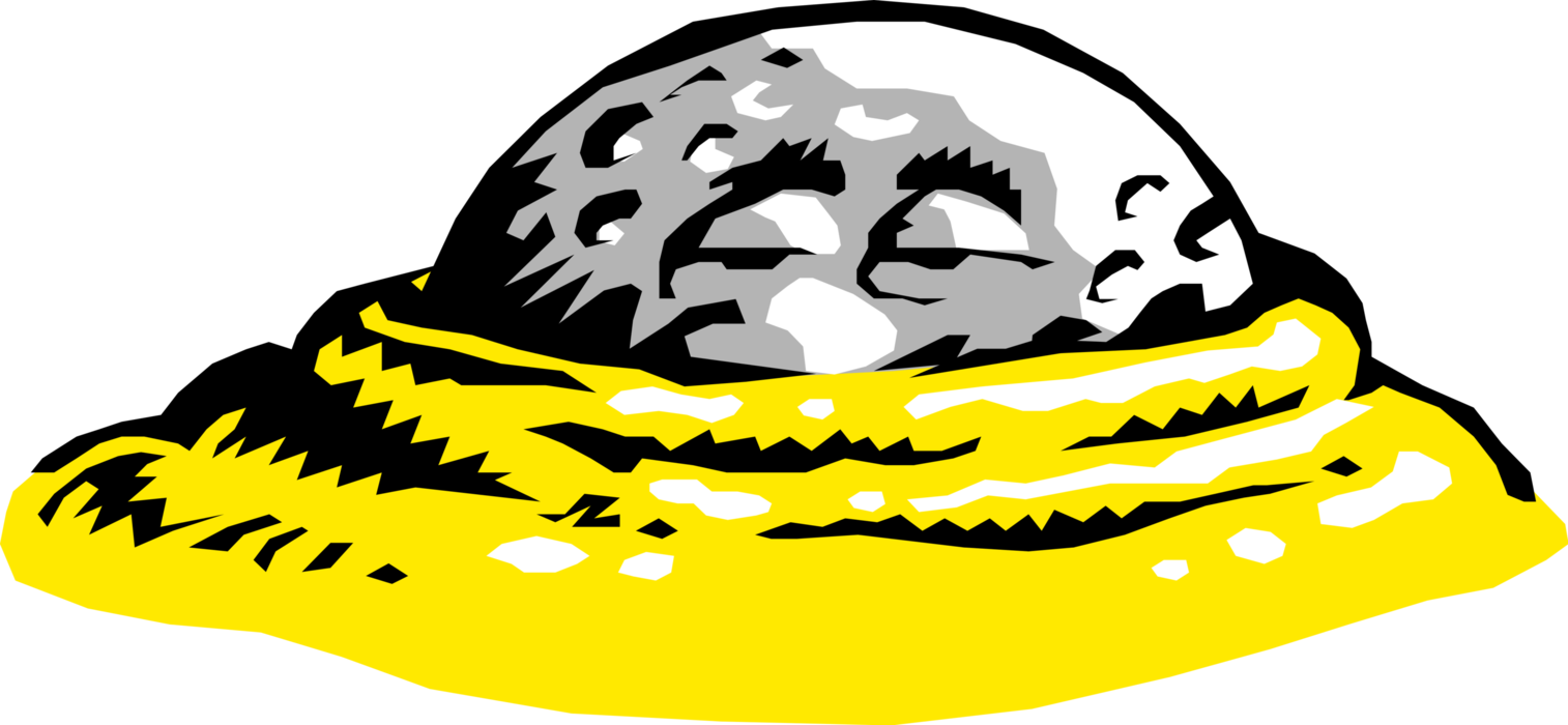 Vector Illustration of Anthropomorphic Golf Ball Buried in Bunker Sand 