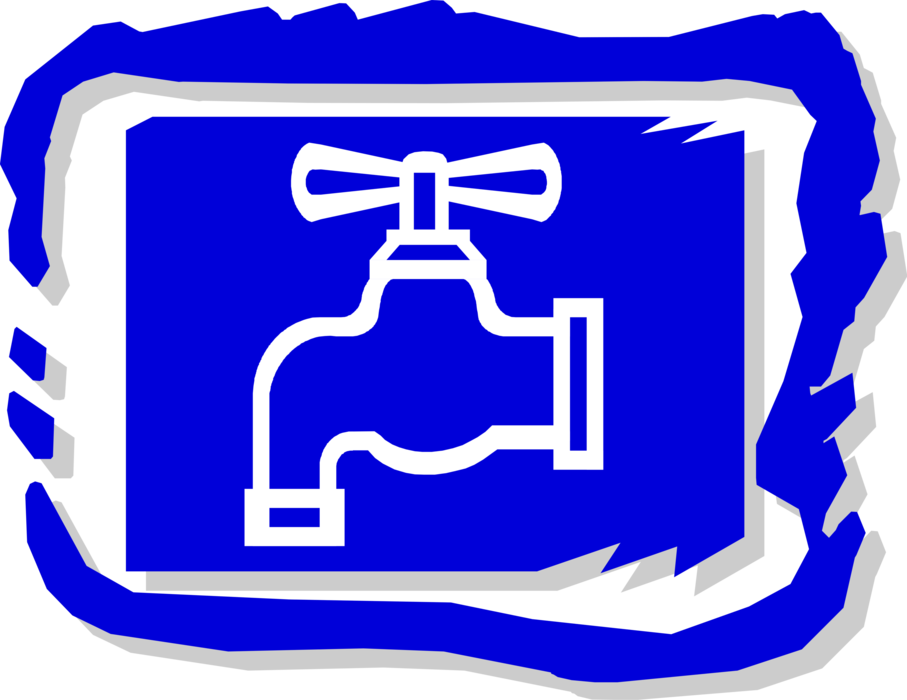 Vector Illustration of Sink Tap or Faucet Spigot Dripping Water