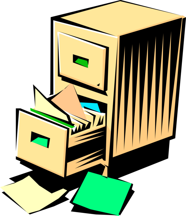 Vector Illustration of Filing Cabinet Office Furniture Stores Paper Documents in File Folders