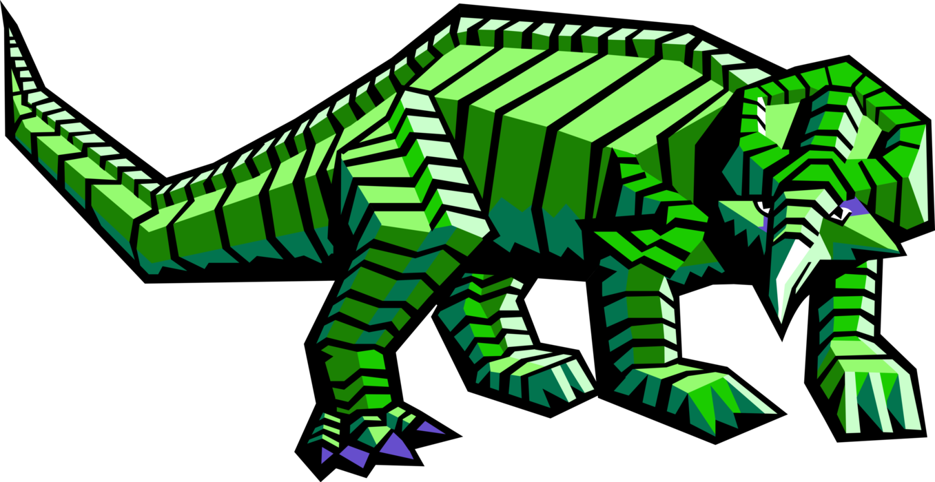 Vector Illustration of Prehistoric Dinosaur Dominated through Jurassic and Cretaceous Periods