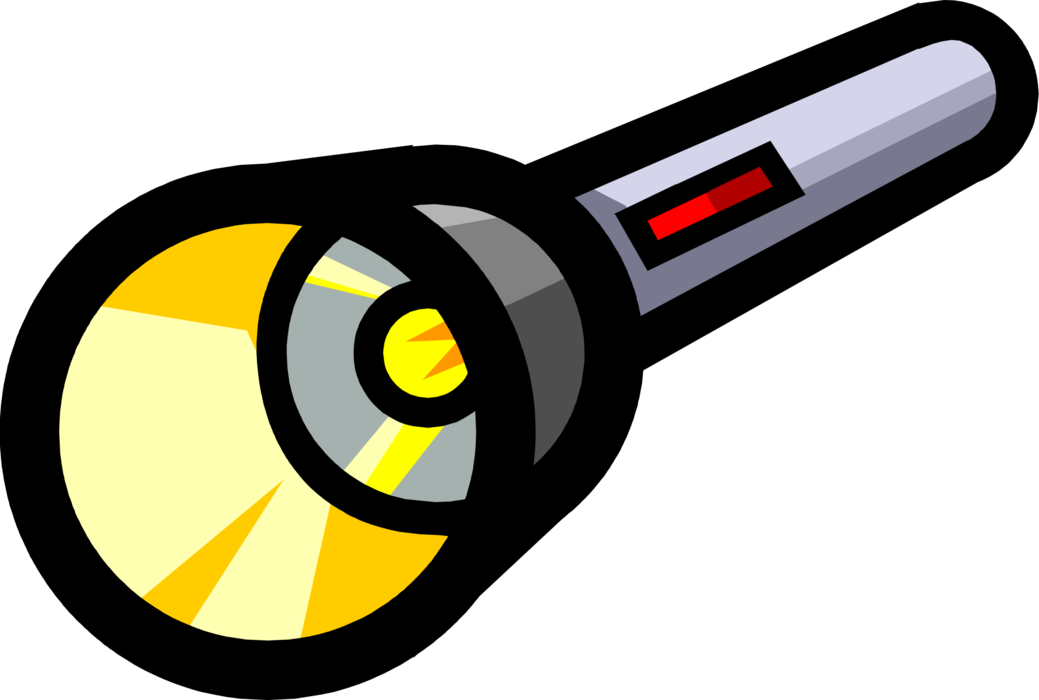 Vector Illustration of Portable Hand-Held Electric Light Flashlight or Torch