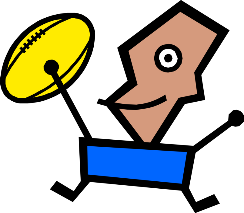 Vector Illustration of Modern Art Kid Plays Rugby