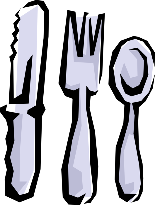 Vector Illustration of Kitchen Kitchenware Knife, Fork, & Spoon Cutlery Utensils