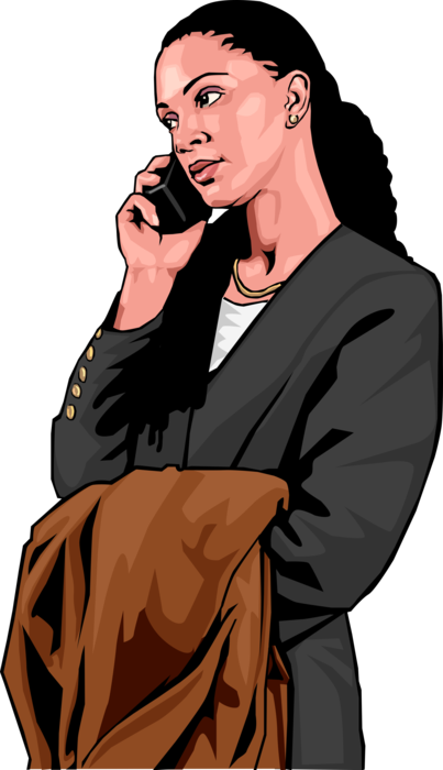 Vector Illustration of Businesswoman on Phone in Conversation