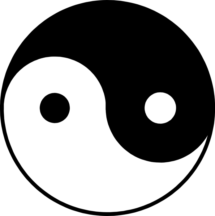 Vector Illustration of Chinese Philosophy Yin and Yang Says Opposite Forces are Complementary