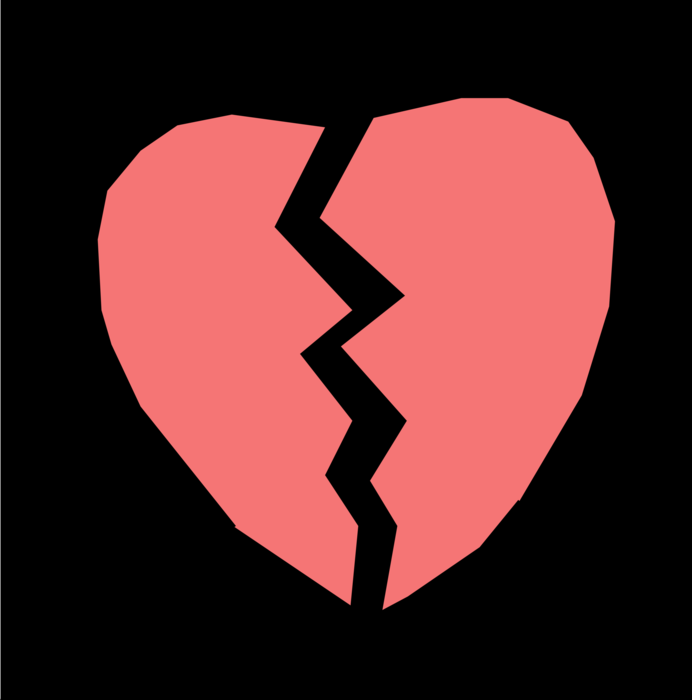 Vector Illustration of Broken Heart the Result of Intimate Relationship Breakup