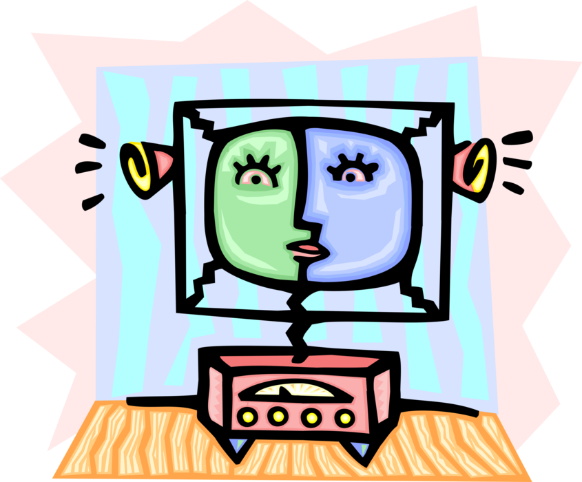 Vector Illustration of Futuristic Television or TV Telecommunication Medium