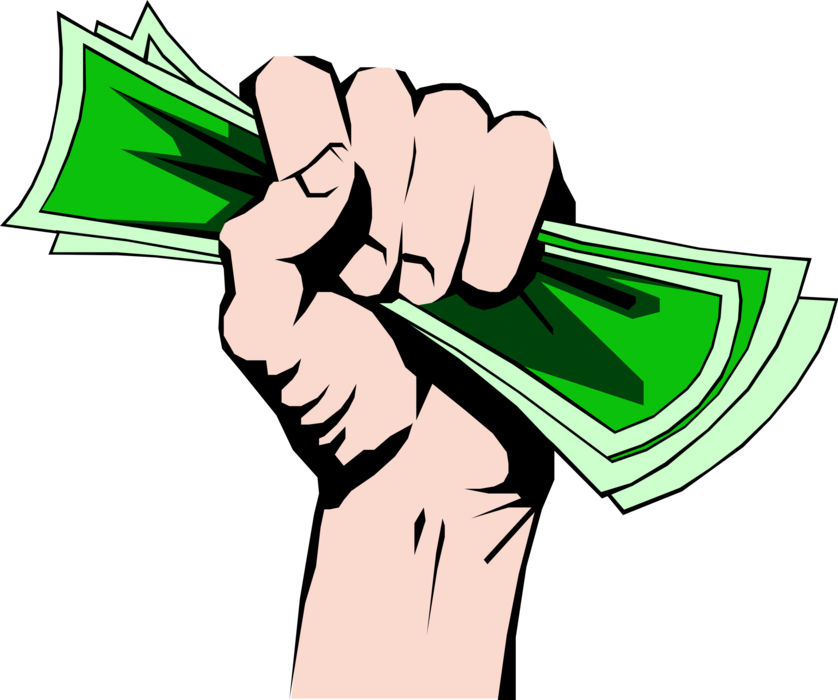 Vector Illustration of Fist Full of Money Currency Bills