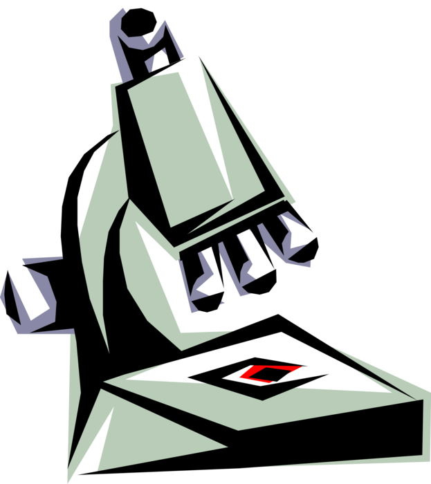 Vector Illustration of Microscope Instrument Sees Objects Too Small for Naked Eye