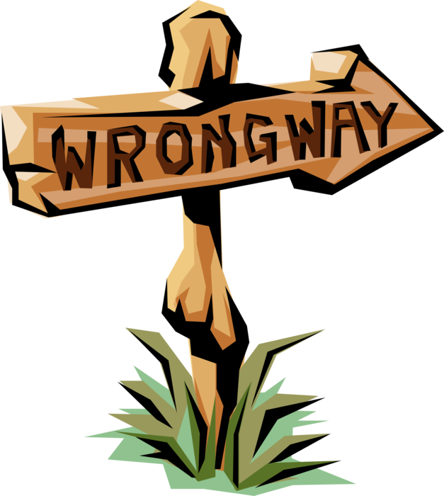 Vector Illustration of Wrong-Way Marker Sign Aids Navigation