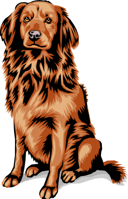 Vector Illustration of Friendly Family Pet Dog Sits