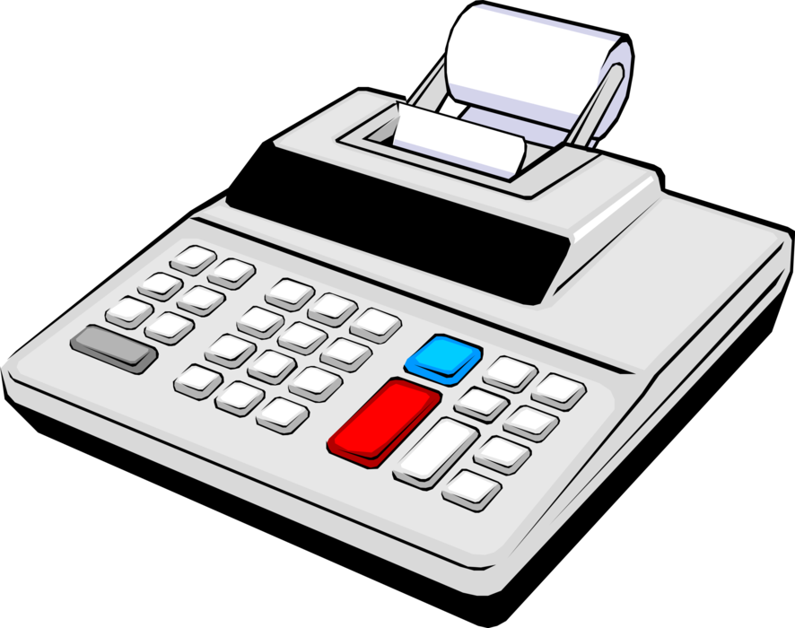 Vector Illustration of Adding Machine Calculator used for Bookkeeping Calculations