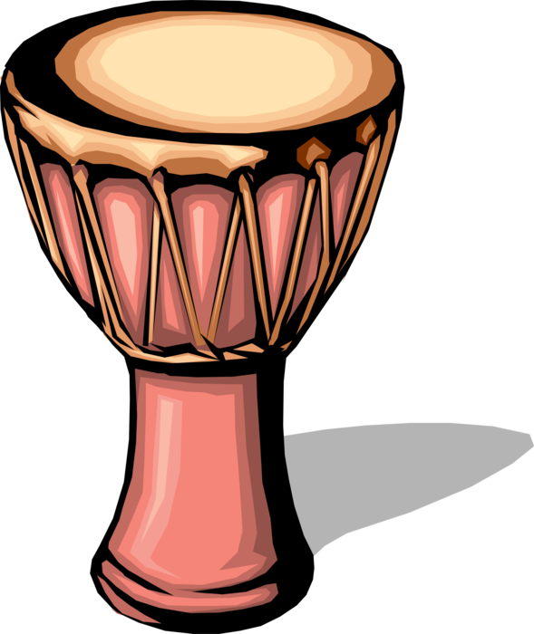 Vector Illustration of African Djembe Skin-Covered Drum Percussion Instrument