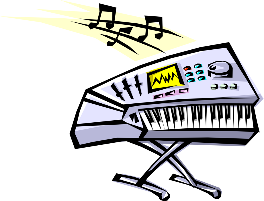 Vector Illustration of Electric Piano Keyboard Musical Instrument
