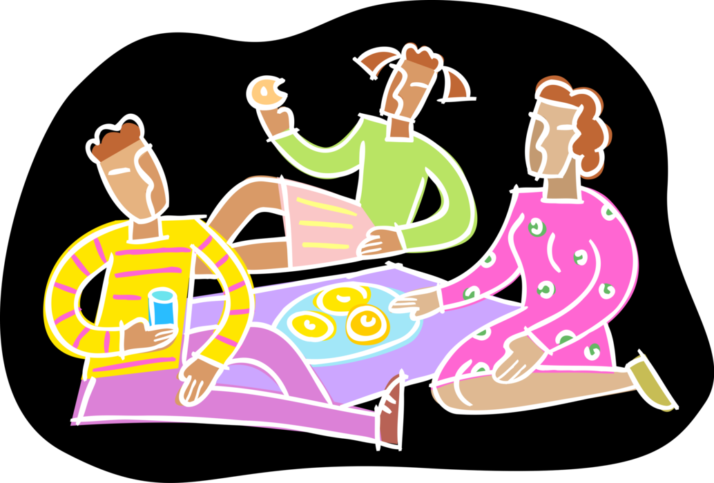 Vector Illustration of Friends Enjoying Summer Picnic
