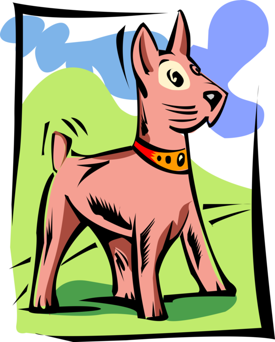 Vector Illustration of Family Pet Dog on Alert