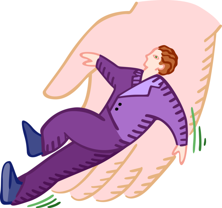 Vector Illustration of Businessman In the Palm of His Hand Idiom