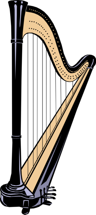 Vector Illustration of Harp Stringed Musical Instrument