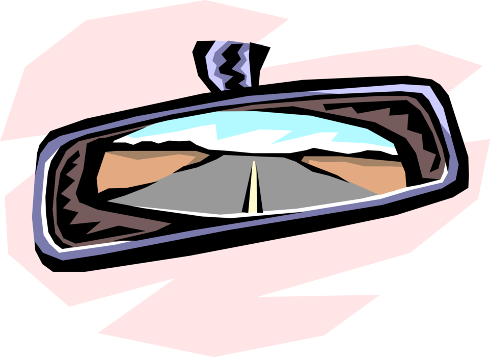 Vector Illustration of Rear-View Mirror in Automobile Motor Vehicle Car