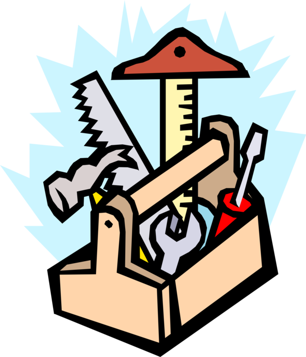 Vector Illustration of Toolbox, Toolkit, Tool Chest or Workbox Organizes and Carries Tools