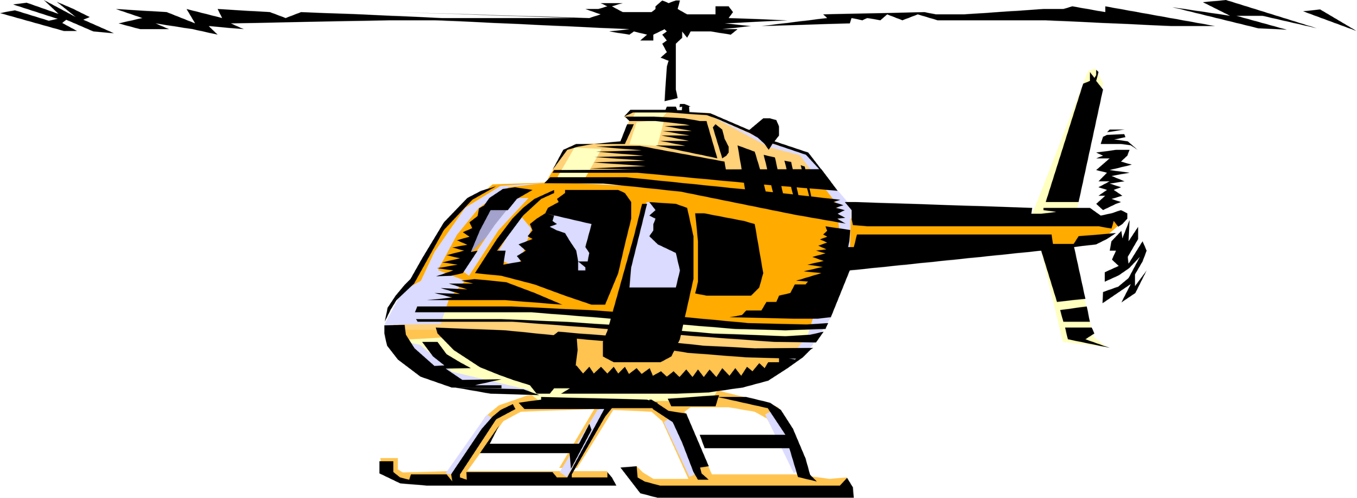 Vector Illustration of Helicopter Rotorcraft Applies Lift and Thrust Supplied by Rotors