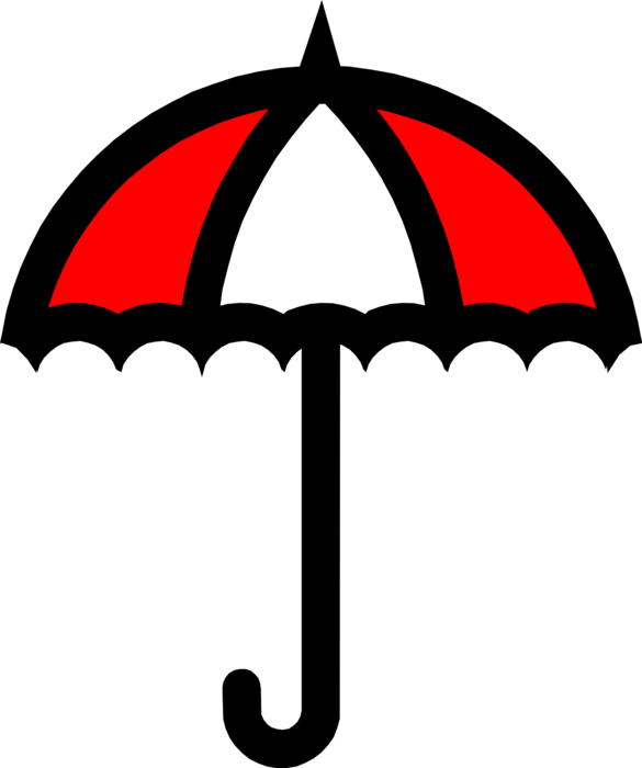 Vector Illustration of Umbrella or Parasol Provides Protection from Inclement Weather Rain or Bright Sunlight