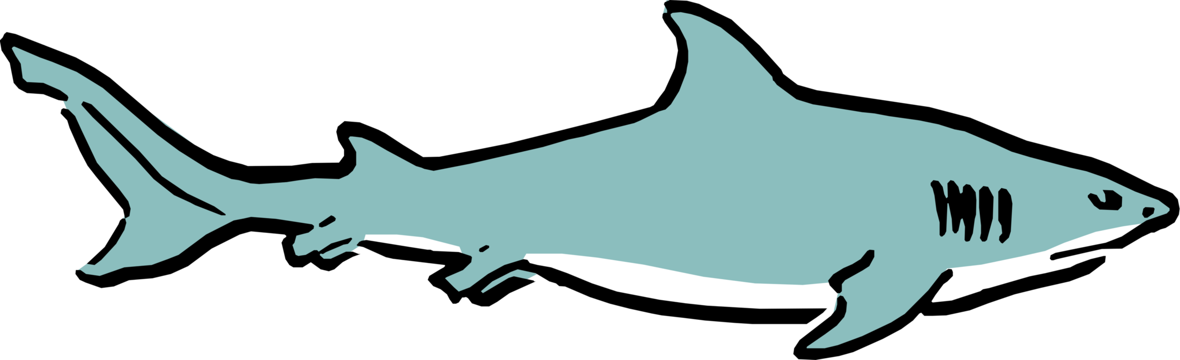Vector Illustration of Cartoon Predator Marine Shark