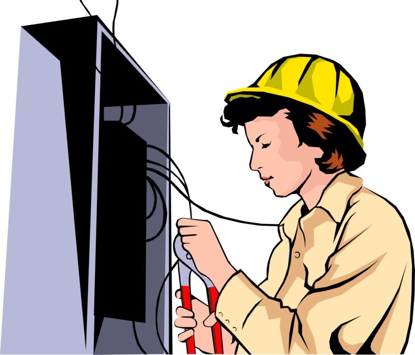 Vector Illustration of Electrician Wiring Electrical Power Connection