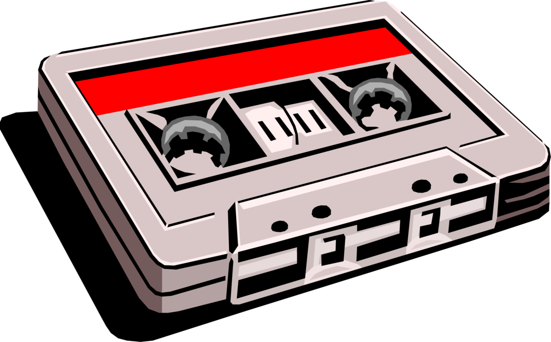 Vector Illustration of Cassette Tape Audio Cassette Magnetic Tape for Audio Recording and Playback