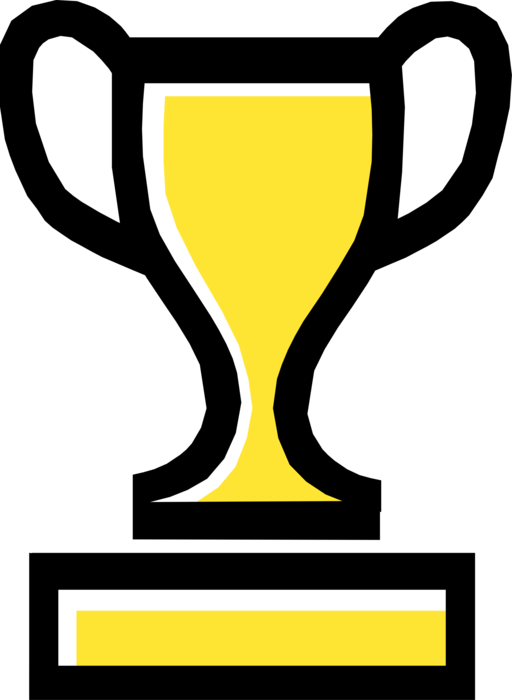 Vector Illustration of Winner's Trophy Cup Prize Award Recognizes Specific Achievement or Evidence of Merit