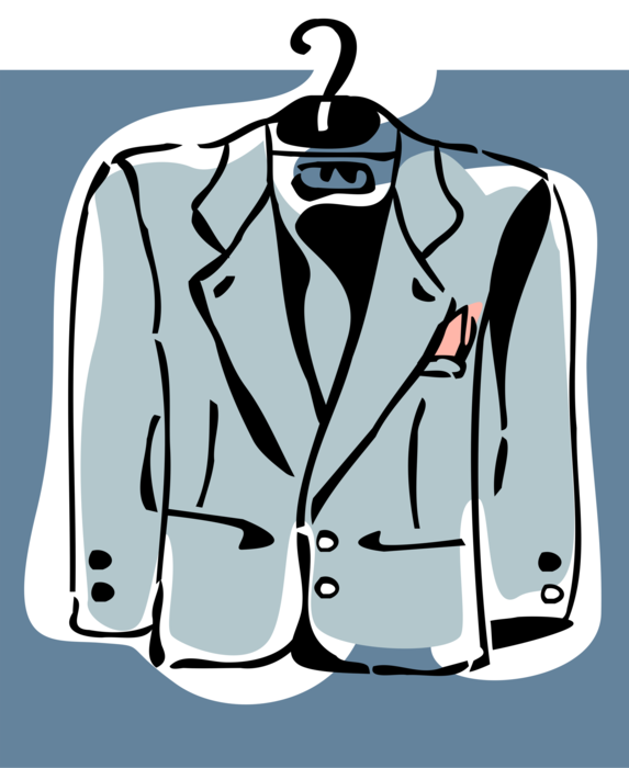 Vector Illustration of Suit Jacket Coat Garment on Hanger