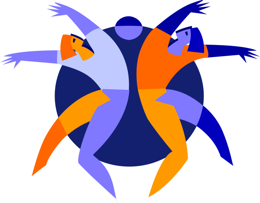 Vector Illustration of Dancers Dancing Modern Dance Routine