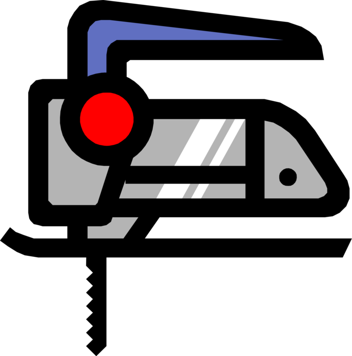 Vector Illustration of Electric Powered Jigsaw Tool for Cutting Arbitrary Curves