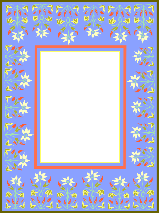 Vector Illustration of Floral White Flowers on Blue Background Frame 